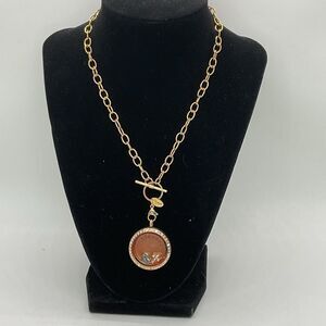 Origami Owl Gold Toned Blessed Pendant Necklace